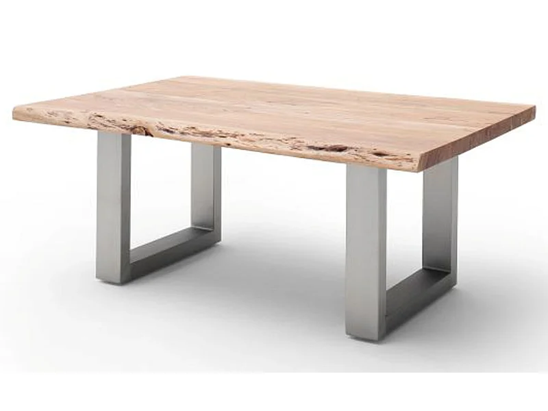 Table basse en bois d'acacia massif naturel et acier inoxydable - L.110 x H.45 x P.70 cm