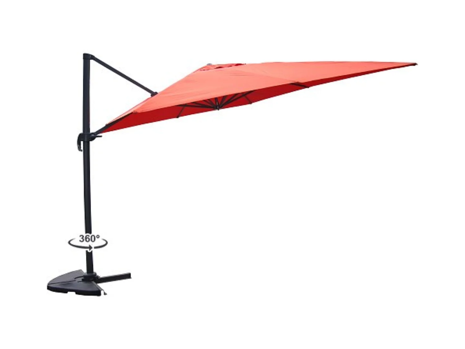 Ensemble parasol terracotta 3x4m et 4 dalles à lester CESARE