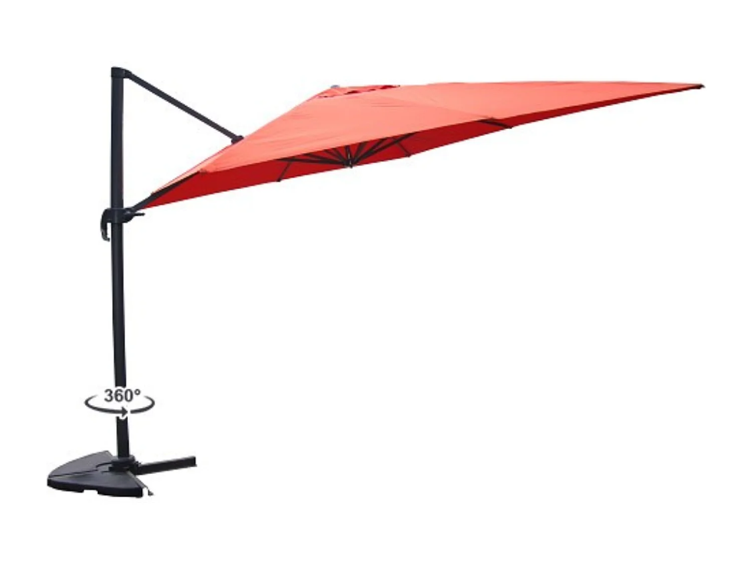 Ensemble parasol terracotta 3x4m et 4 dalles à lester CESARE