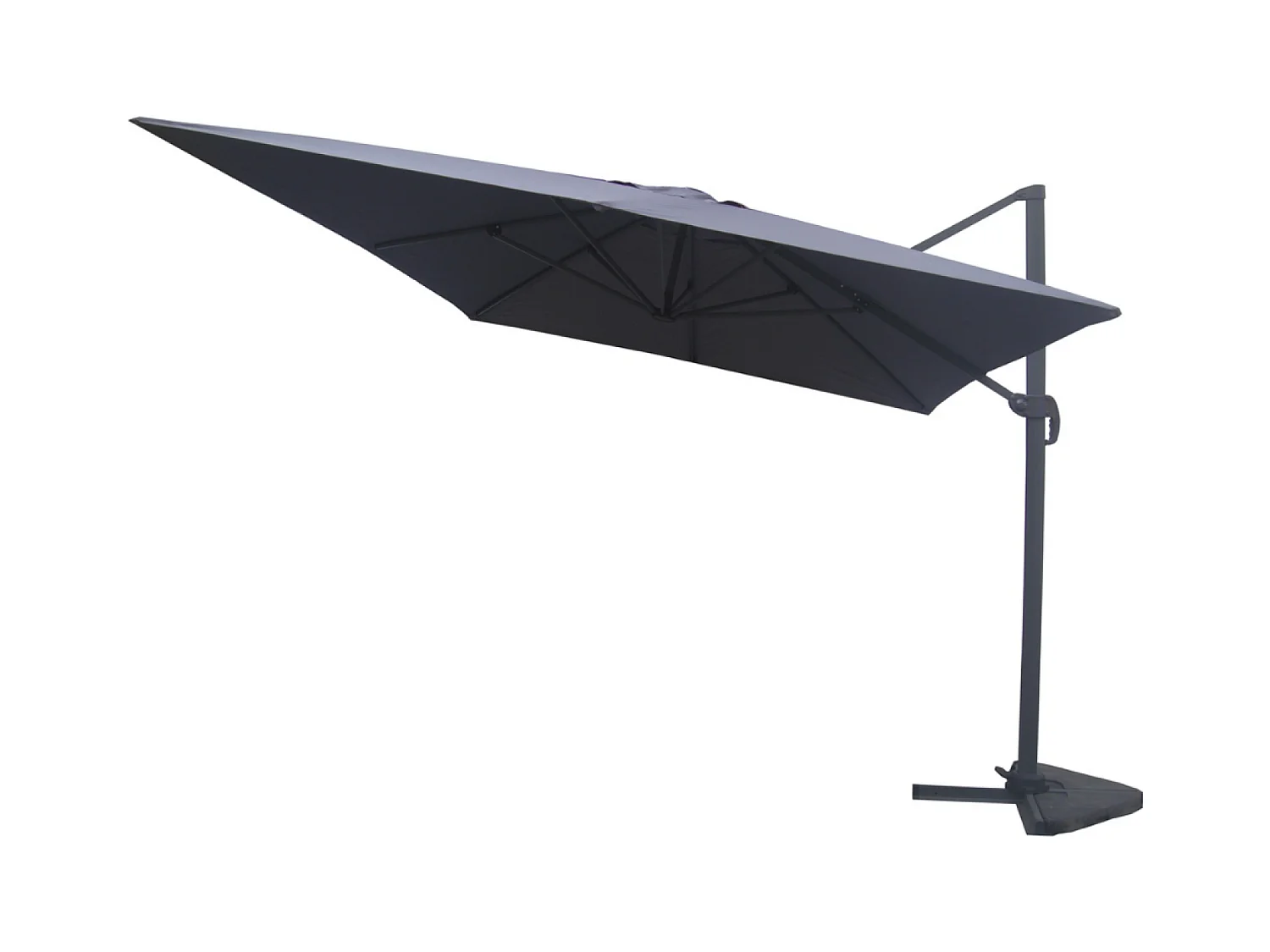 Ensemble parasol gris 3x4m et 4 dalles à lester CESARE