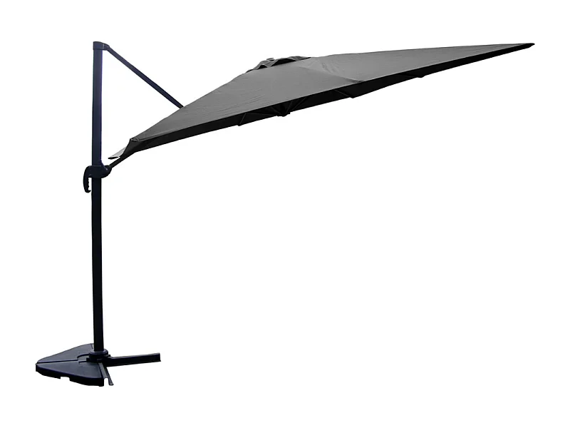Ensemble parasol gris 3x4m et 4 dalles à lester CESARE