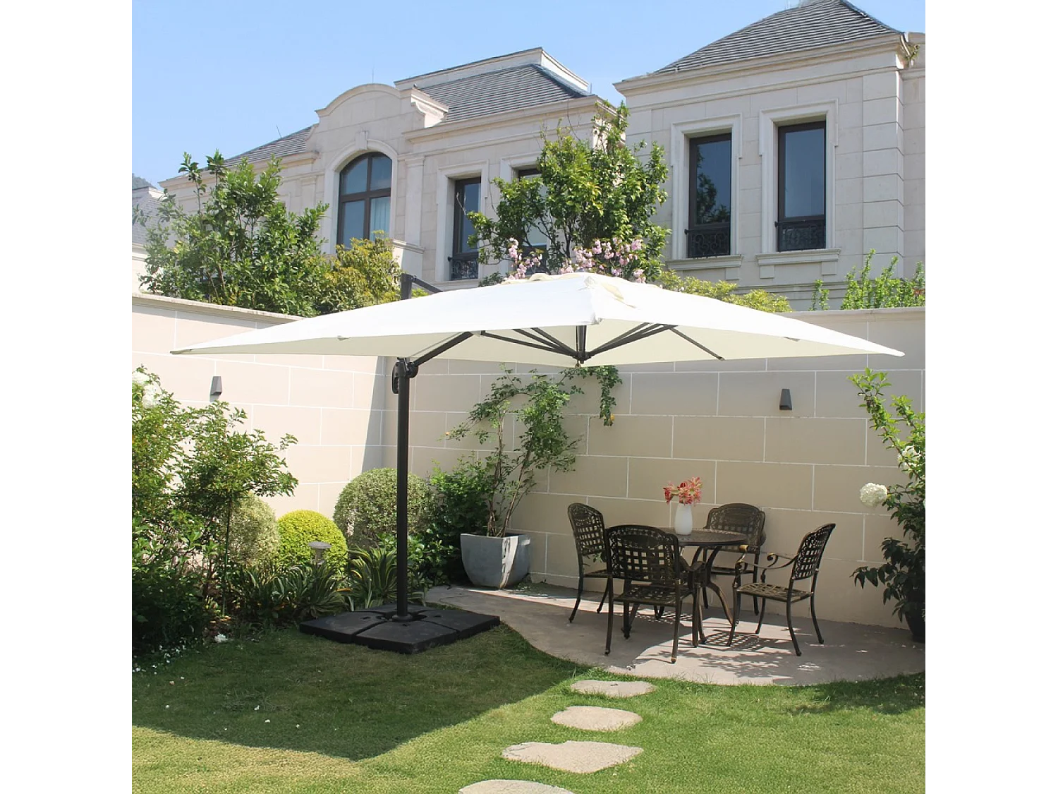 Guarda-sol CESARE écru 3x4m com 4 lajes incluídas