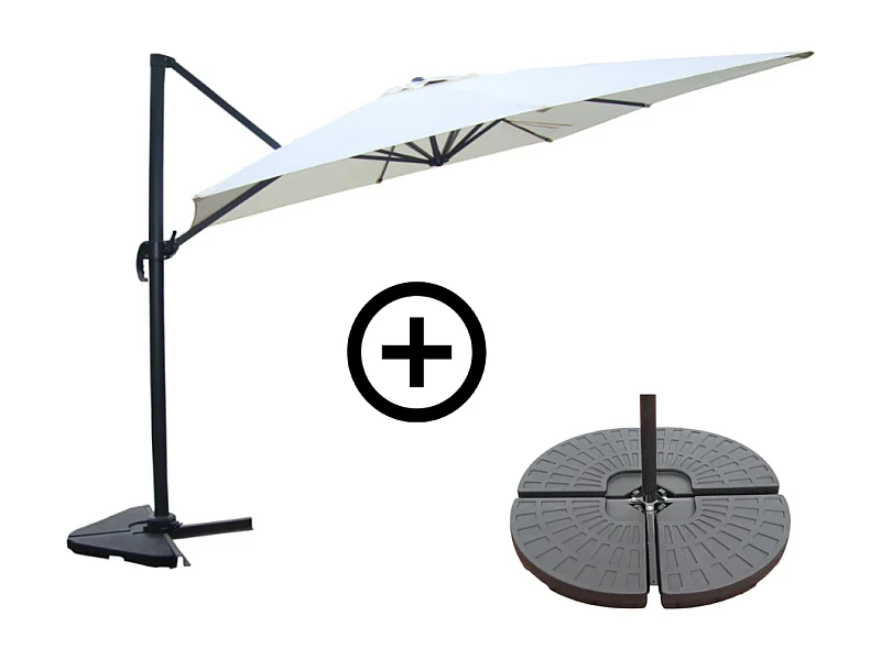 Guarda-sol CESARE écru 3x4m com 4 lajes incluídas