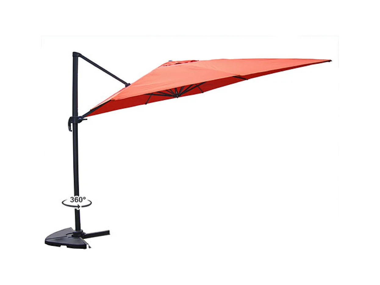 Ensemble parasol terracotta 3x3m et 4 dalles à lester PALATINO