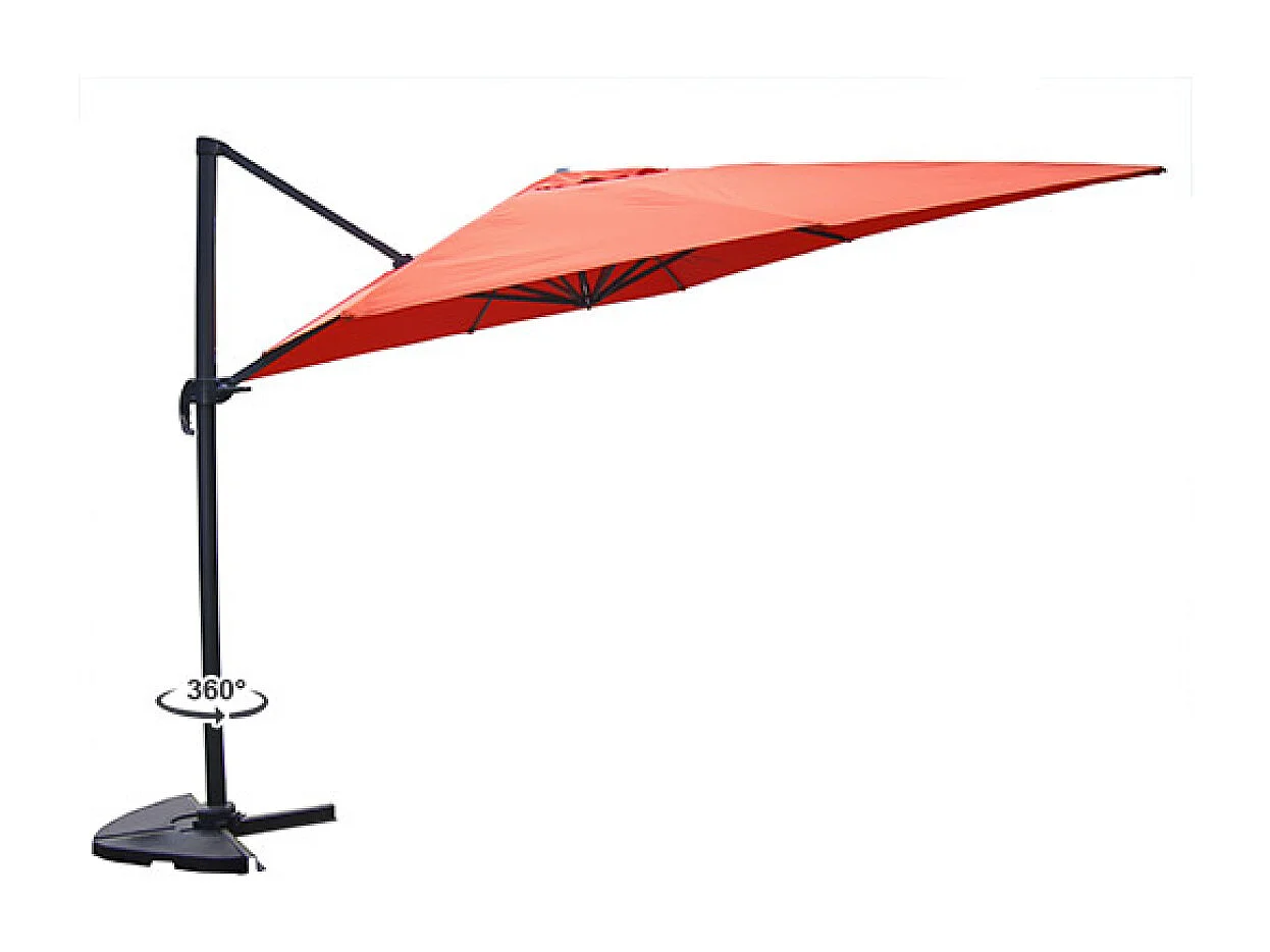 Versetzter Sonnenschirm PALATINO Terrakotta 3x3m mit 4 Platten zum Beschweren