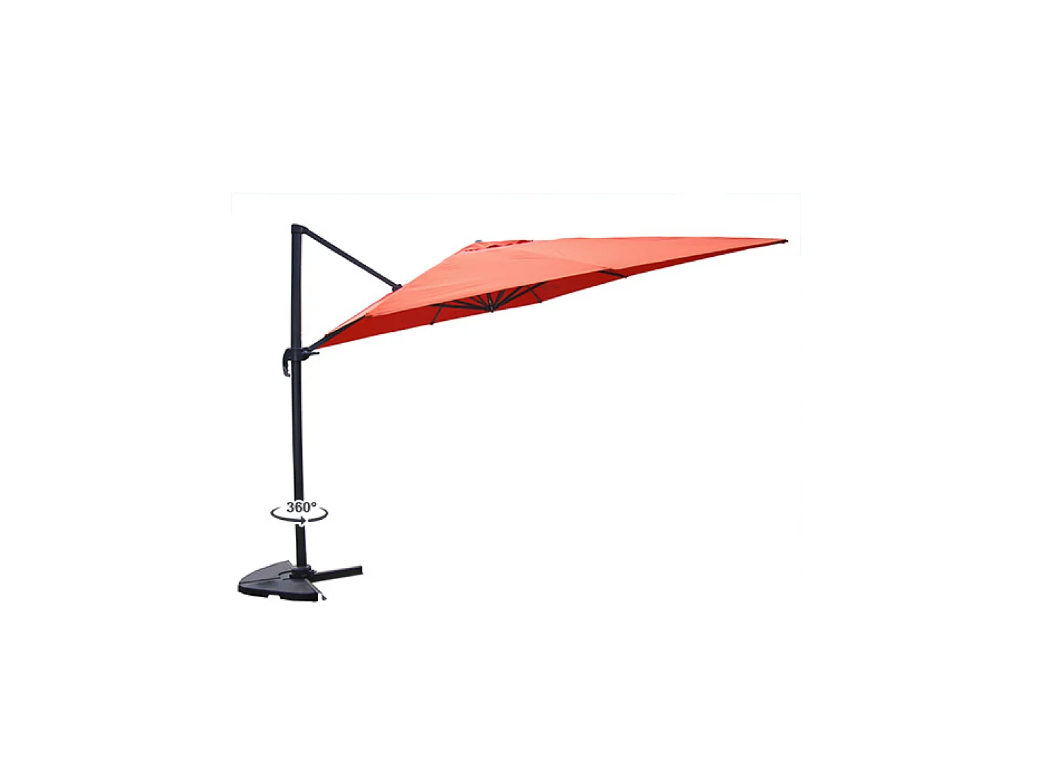 Versetzter Sonnenschirm PALATINO Terrakotta 3x3m mit 4 Platten zum Beschweren