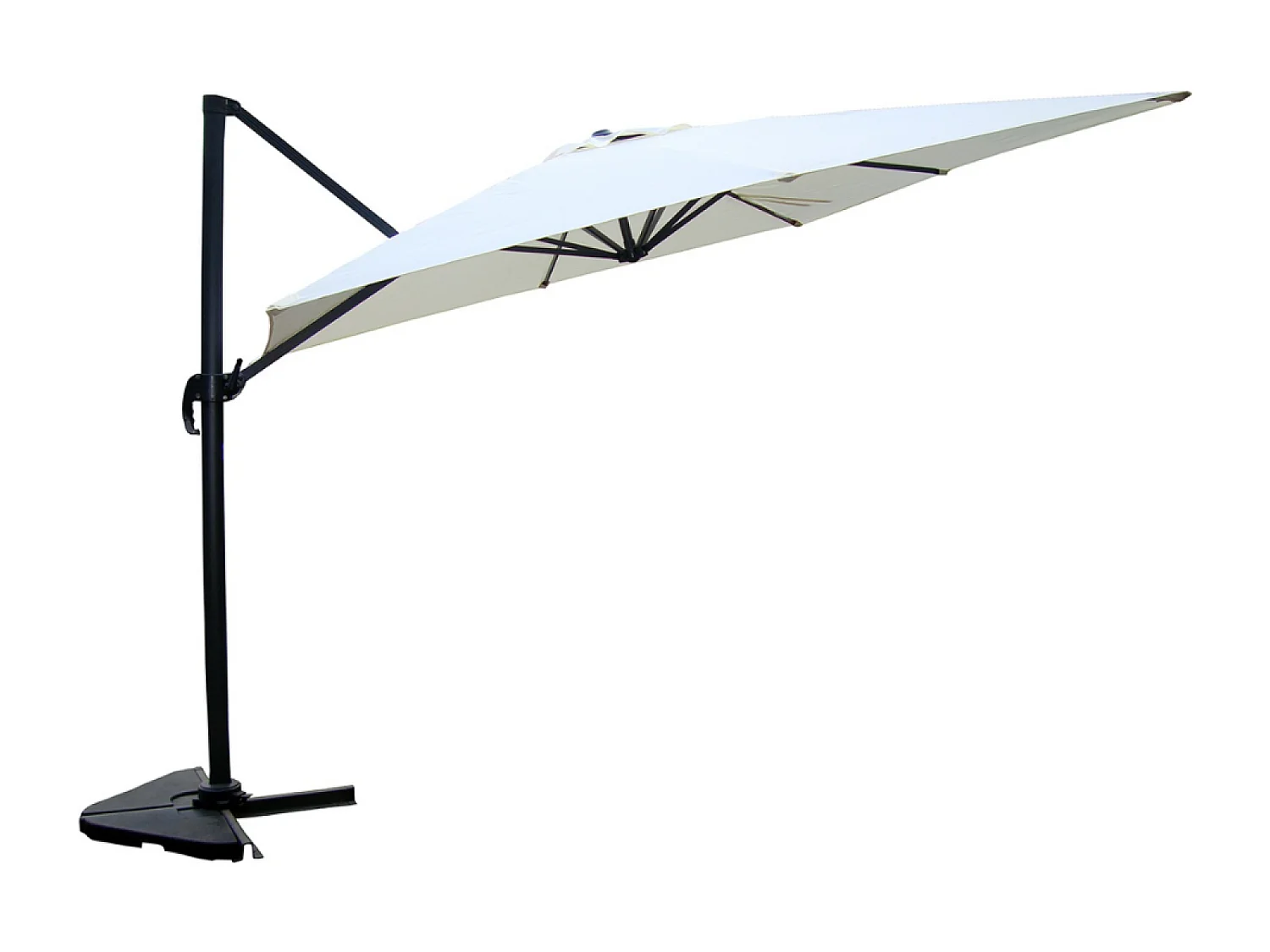 Verrijdbare parasol PALATINO ecru 3x3m met 4 tegels voor contragewicht