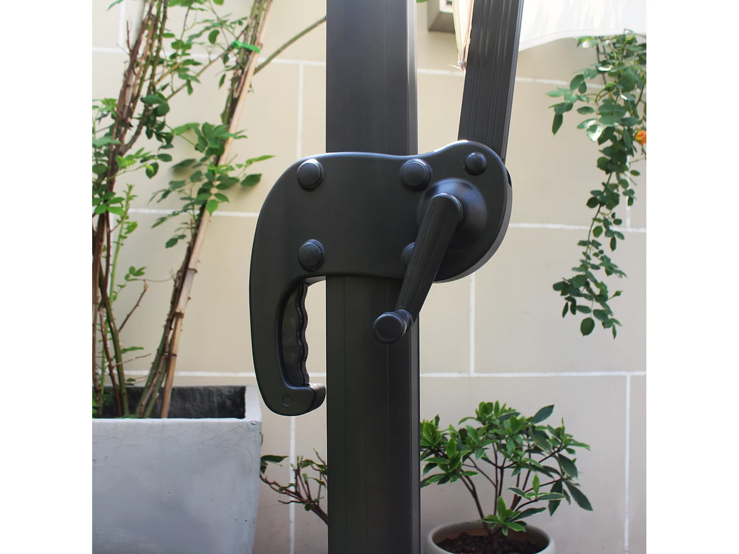 Ensemble parasol gris 3x3m et 4 dalles à lester PALATINO