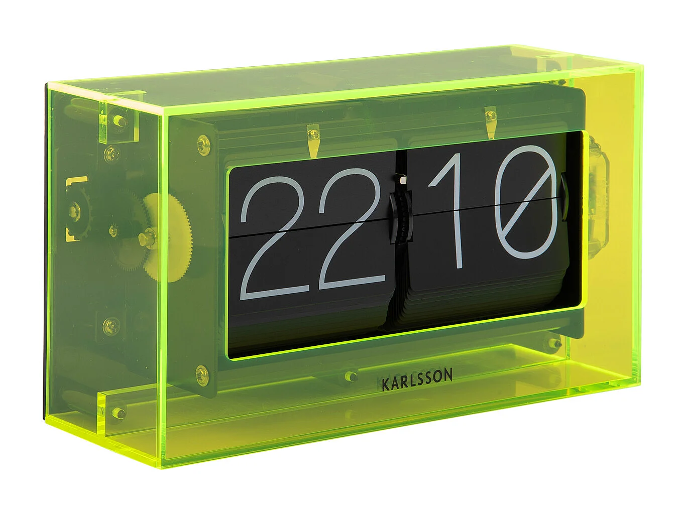 Tafelklok Boxed Flip - Neon geel