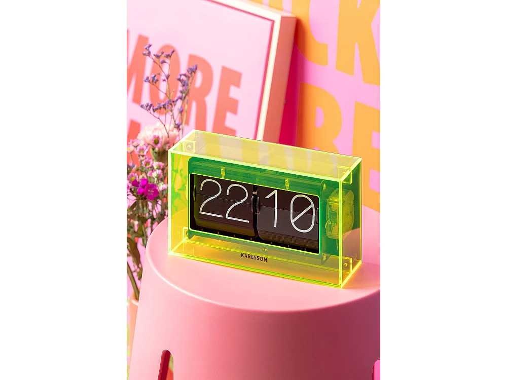 Tafelklok Boxed Flip - Neon geel