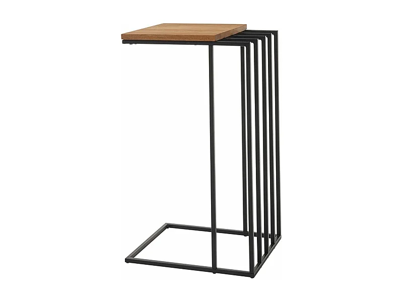 Table d'appoint en métal coloris chêne massif huilé - L.40 x H.70 x P.35 cm