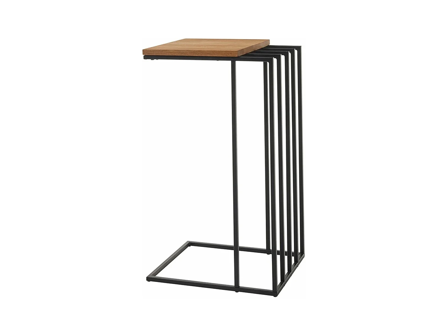 Table d'appoint en métal coloris chêne massif huilé - L.40 x H.70 x P.35 cm