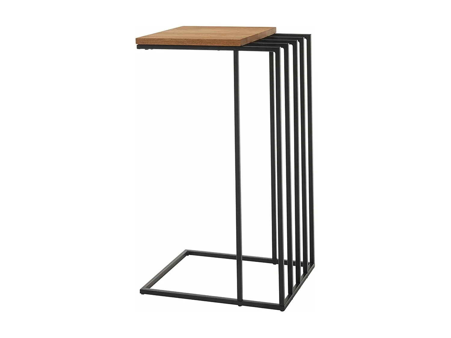 Table d'appoint en métal coloris chêne massif huilé - L.40 x H.70 x P.35 cm