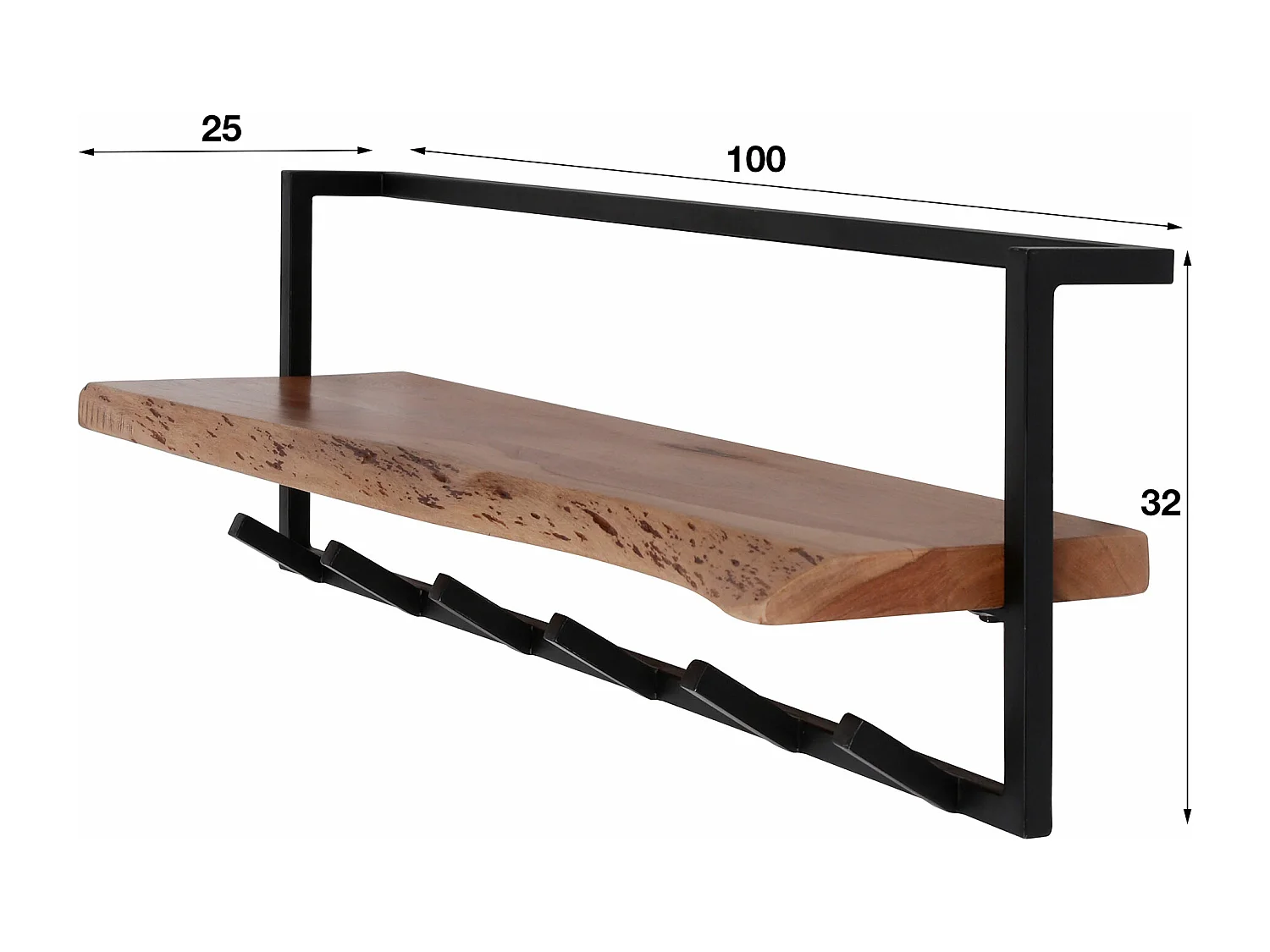 Edge Garderobenständer mit 6 Haken - Grau - Wandgarderobe