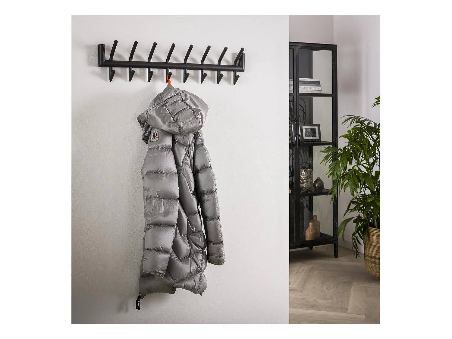 Porte-manteau industriel 16 crochets - Gris - Porte-manteau mural 78 cm de large - Montage rapide