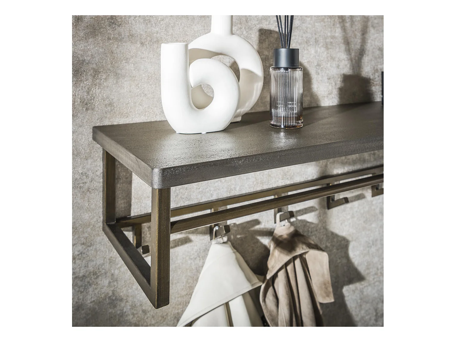 Kapstok Ferro 6 Haken Hoedenplank - Brons Antiek