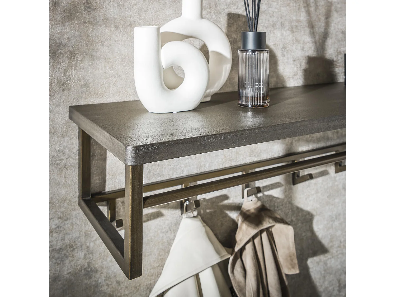 Porte-manteau Ferro 6 crochets Étagère à chapeaux - Bronze antique