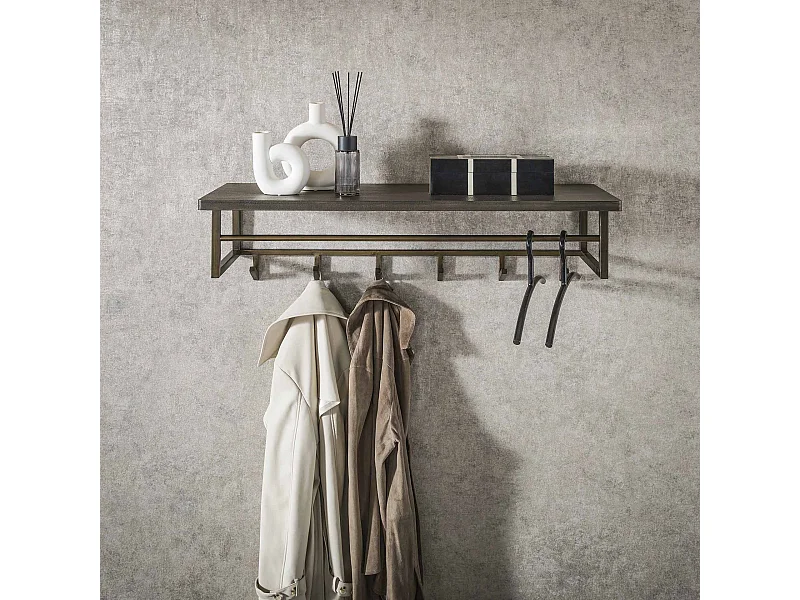 Porte-manteau Ferro 6 crochets Étagère à chapeaux - Bronze antique