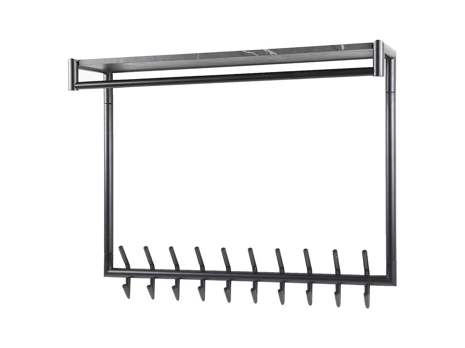 Garderobenständer 20 Haken Hohe Stange-Hutablage - 3D Schwarz Braun