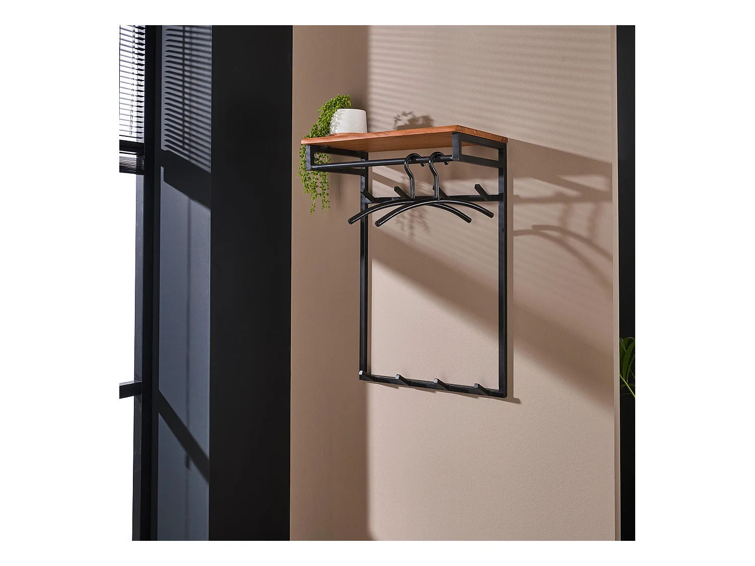 Garderobenständer nach Maß – 2 x 4 Haken – Natürliche Akazie