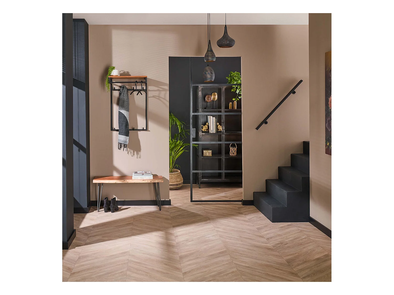 Garderobenständer nach Maß – 2 x 4 Haken – Natürliche Akazie