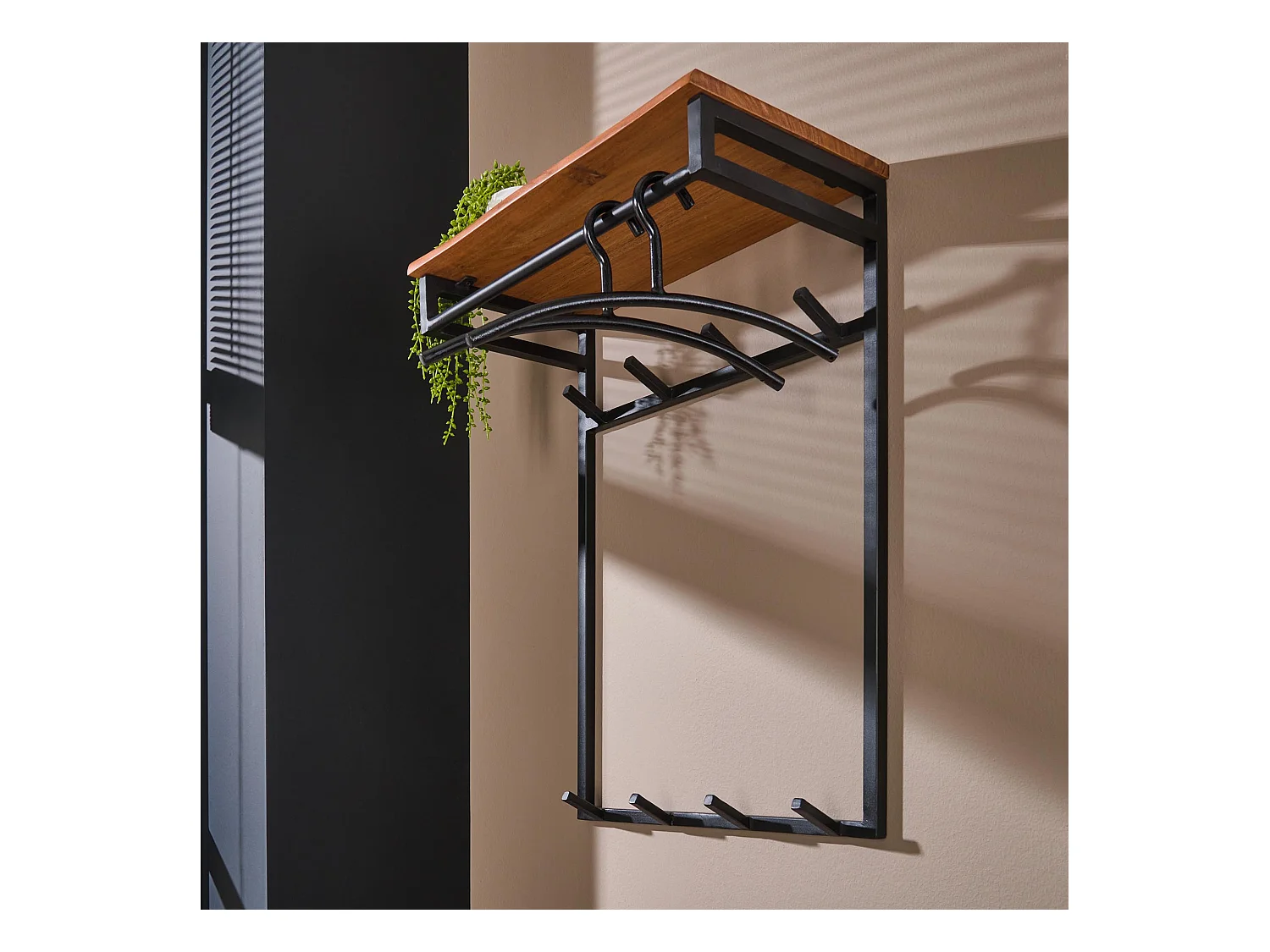 Garderobenständer nach Maß – 2 x 4 Haken – Natürliche Akazie