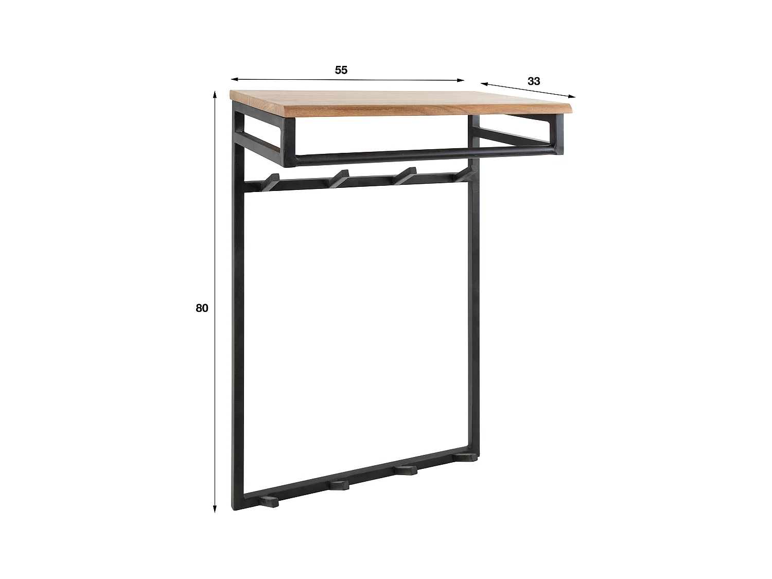 Garderobenständer nach Maß – 2 x 4 Haken – Natürliche Akazie