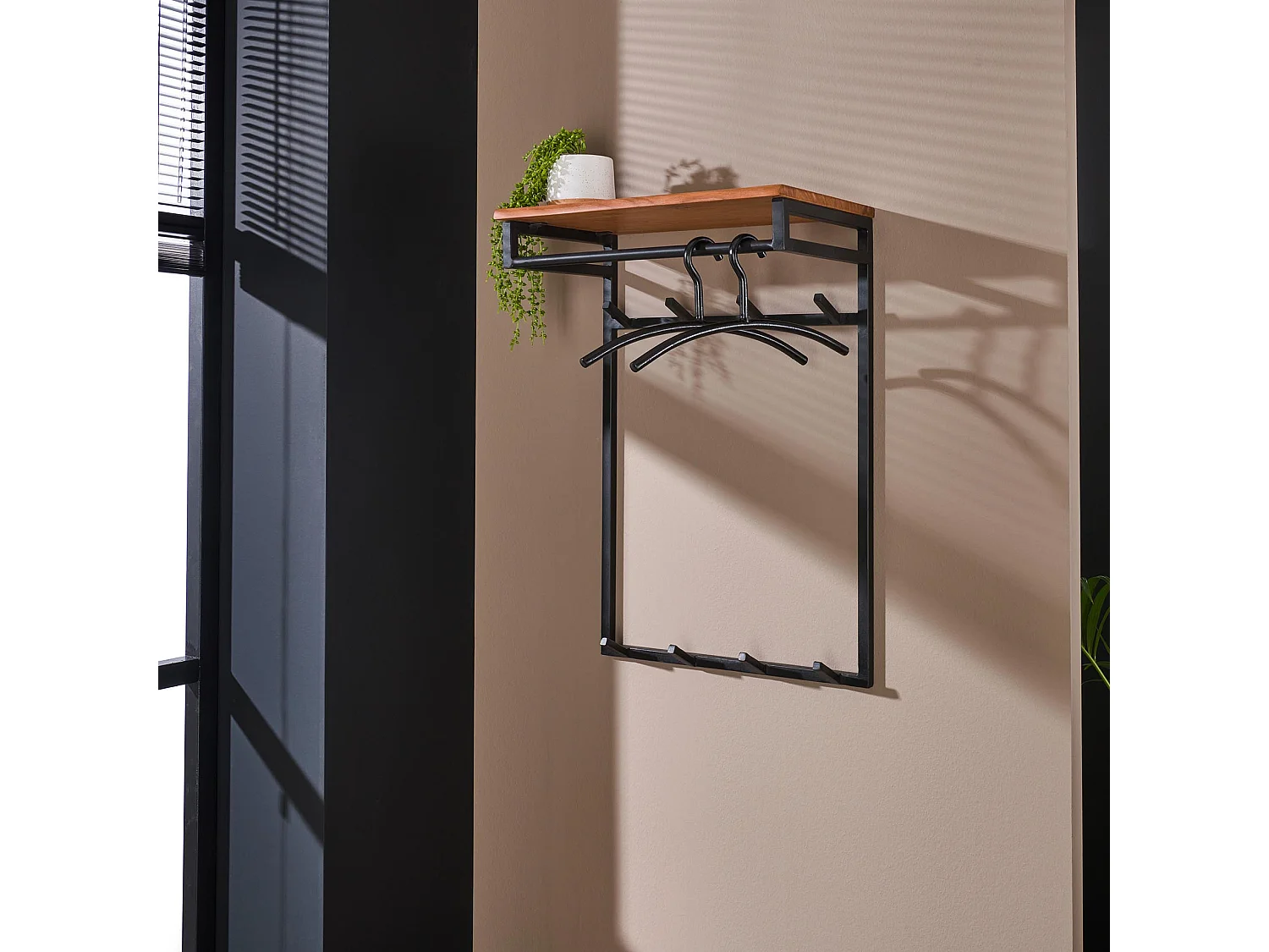 Porte-manteau sur mesure - 2x4 crochets - Acacia naturel