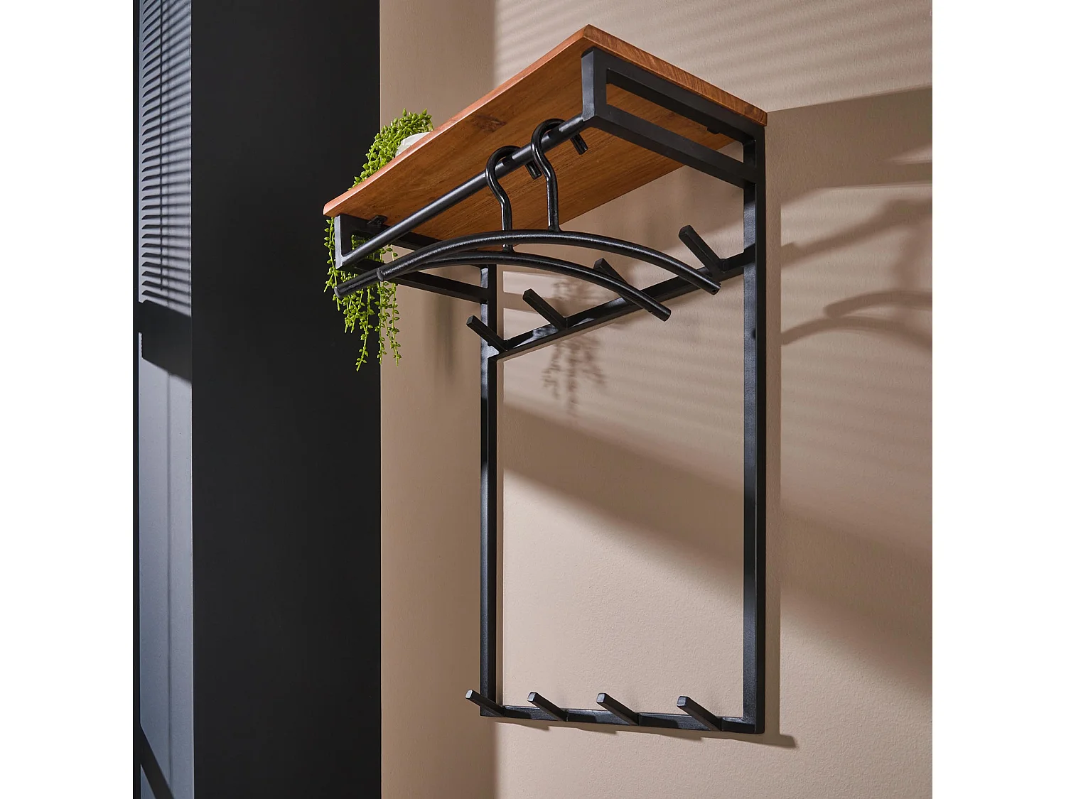 Porte-manteau sur mesure - 2x4 crochets - Acacia naturel