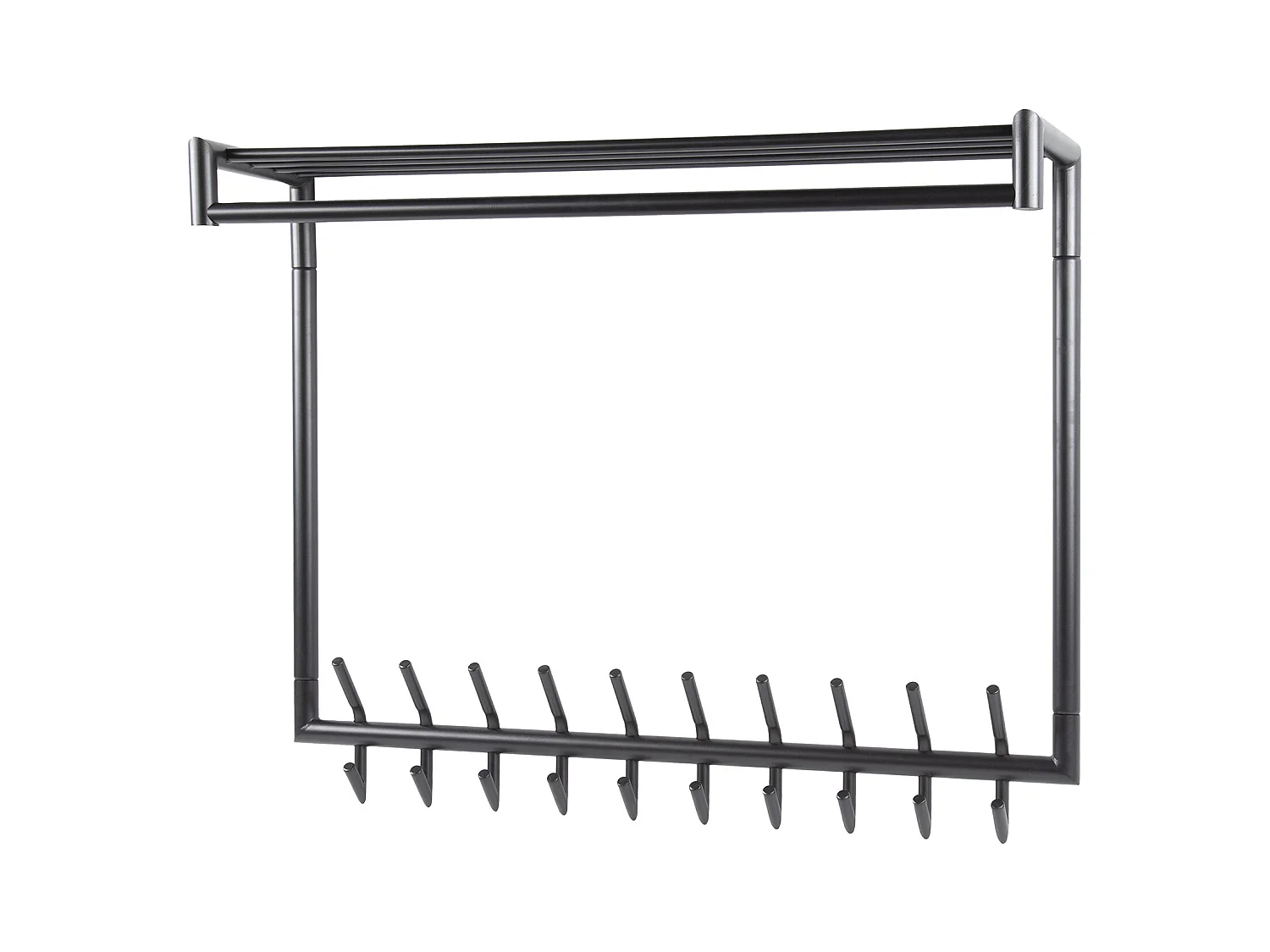 Garderobenleiste 20 Haken hohe Stange Rundrohr - dunkelgrau matt