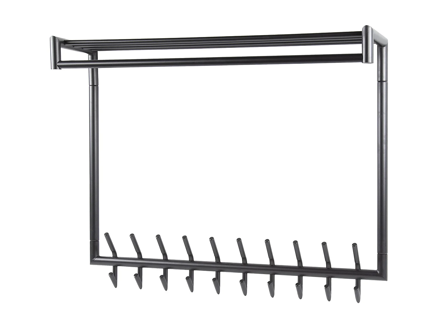 Porte-manteau 20 crochets tige haute tube rond - gris foncé mat