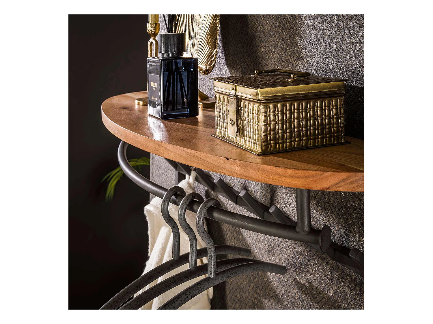 Garderobenständer rund 16 Haken Hutablage - Massive Akazie