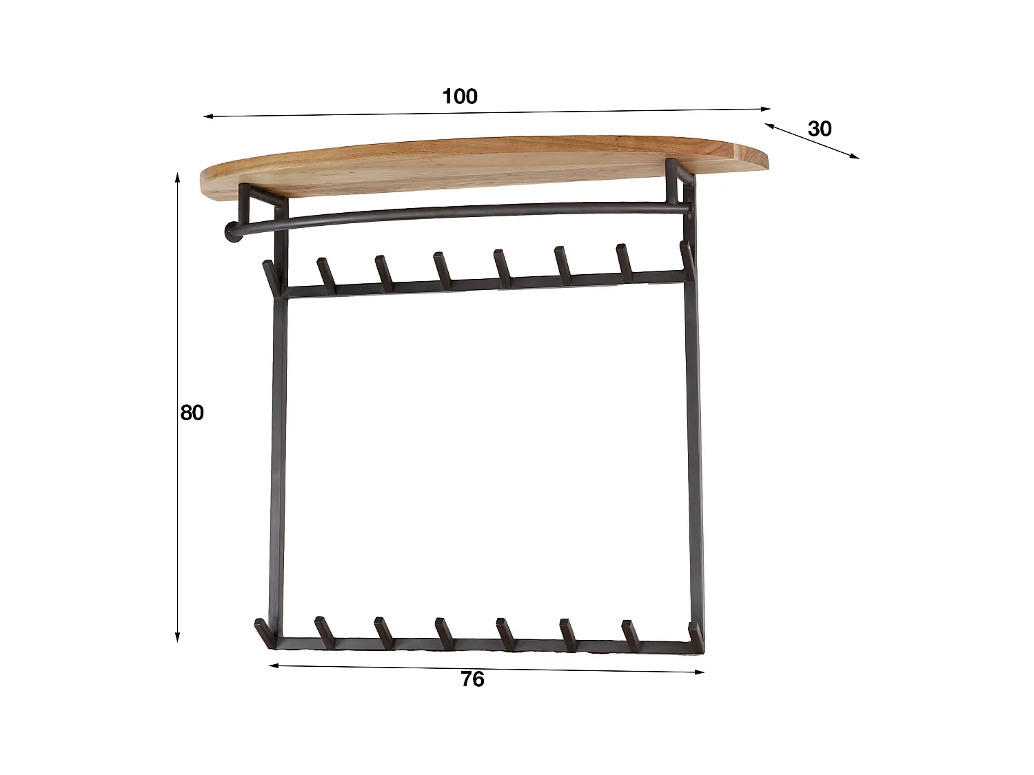 Garderobenständer rund 16 Haken Hutablage - Massive Akazie