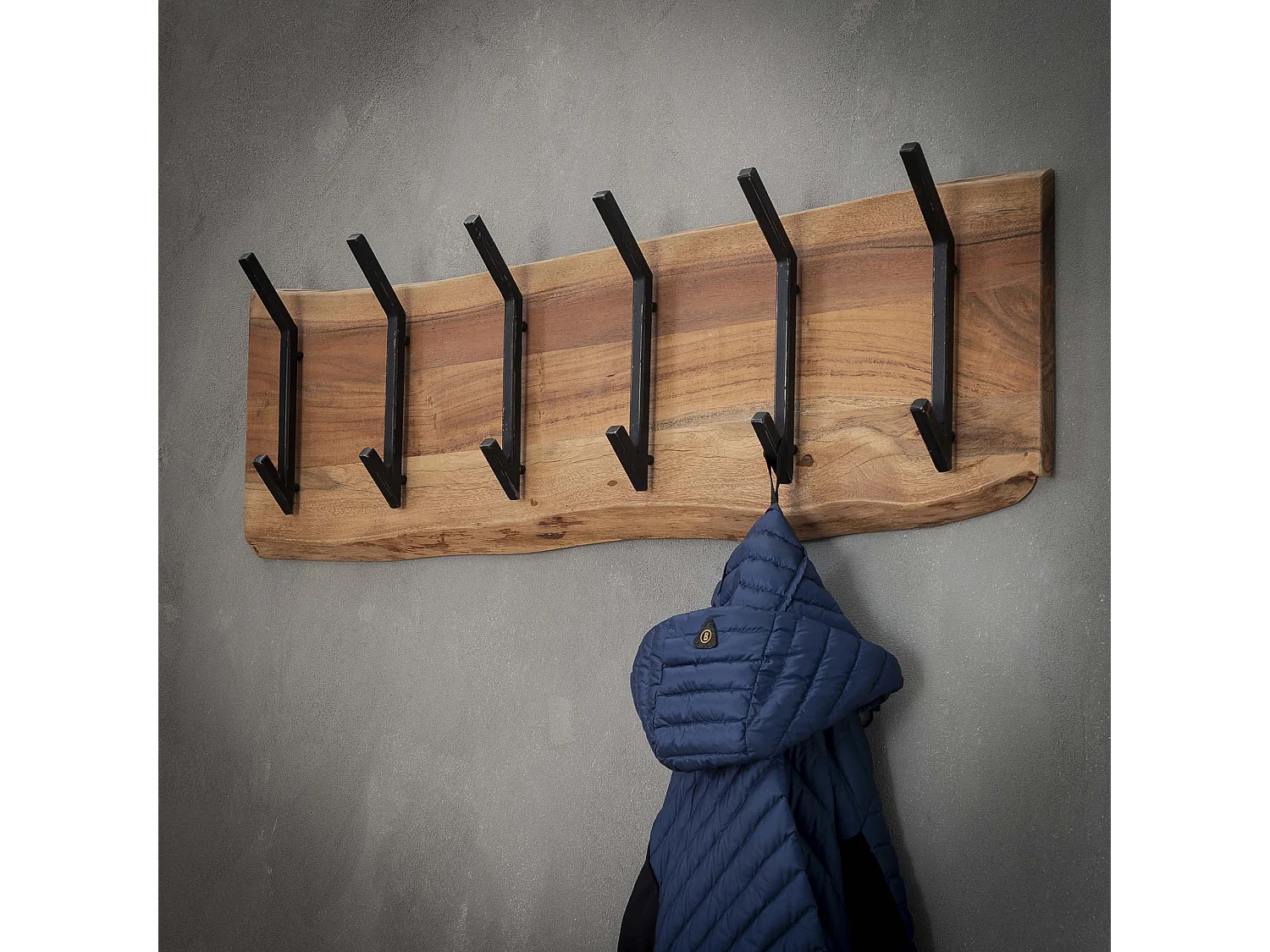 Porte-manteau mural Edge avec 12 crochets - Gris