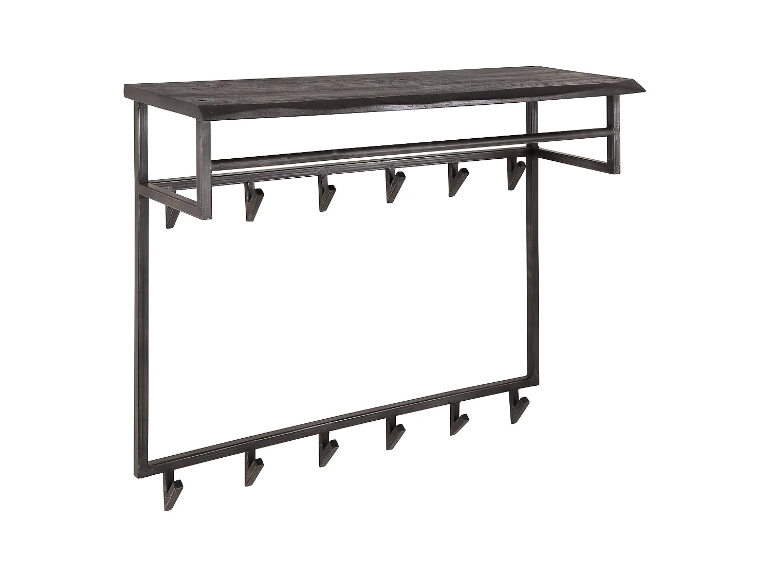 Garderobenständer Yucon High - 12 Haken - Hutablage - Massives Akazienholz - 100x30x80