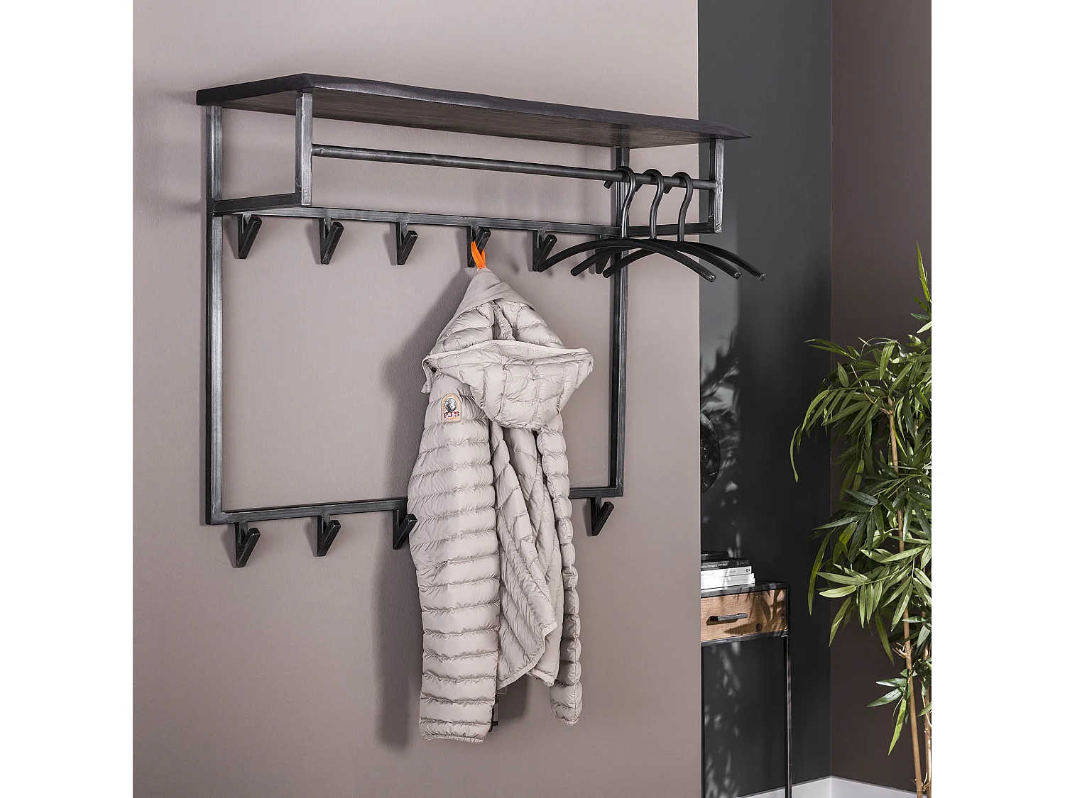 Kapstok Yucon Hoog - 12 Haken - Hoedenplank - Massief Acaciahout - 100x30x80