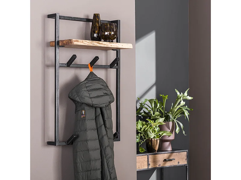 Perchero Air Solid High - 6 Ganchos - Estante para sombreros - Madera maciza de acacia - 80x51x30