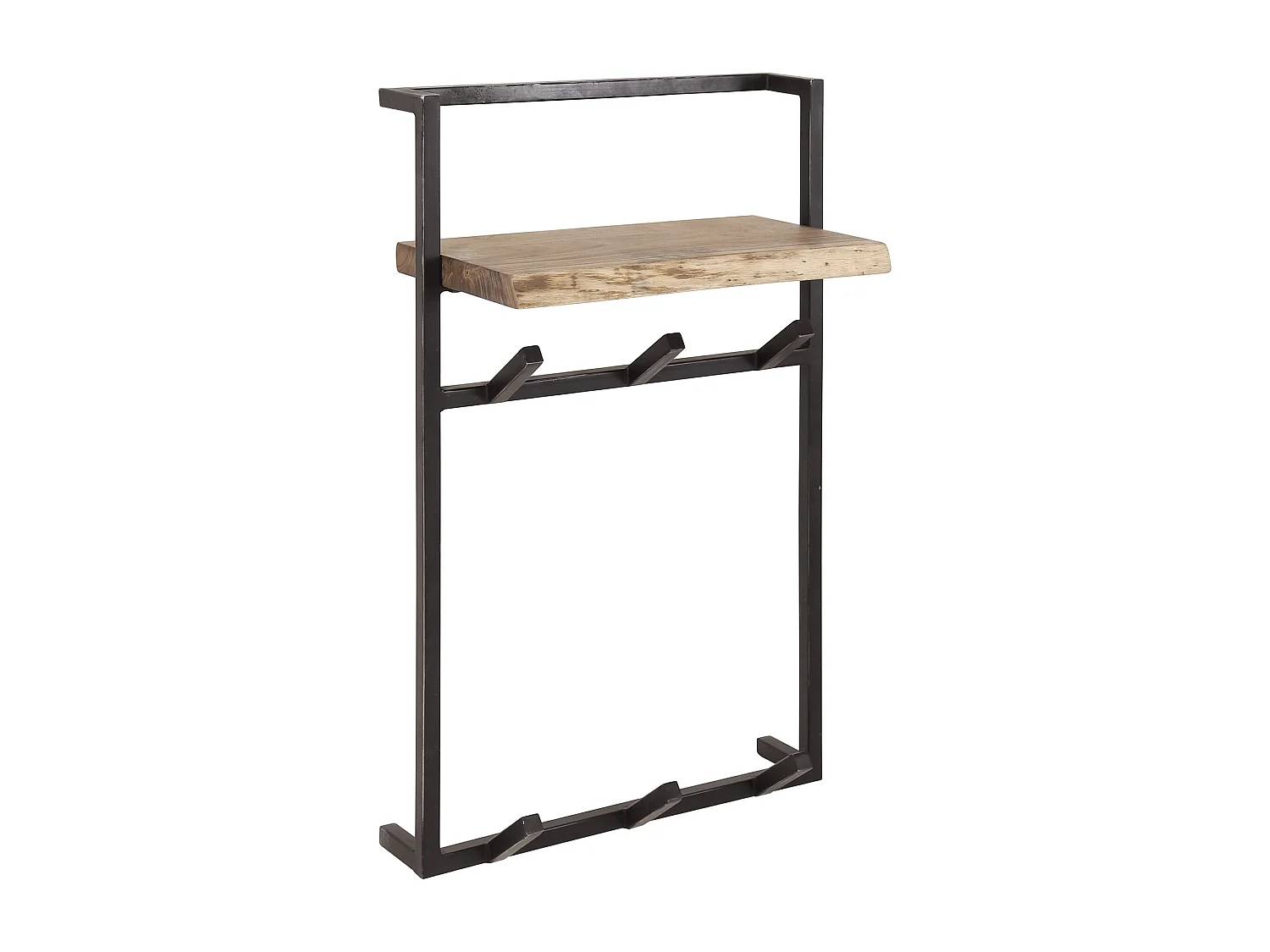 Porte-manteau Air Solid High - 6 patères - Étagère à chapeaux - Bois d'acacia massif - 80x51x30