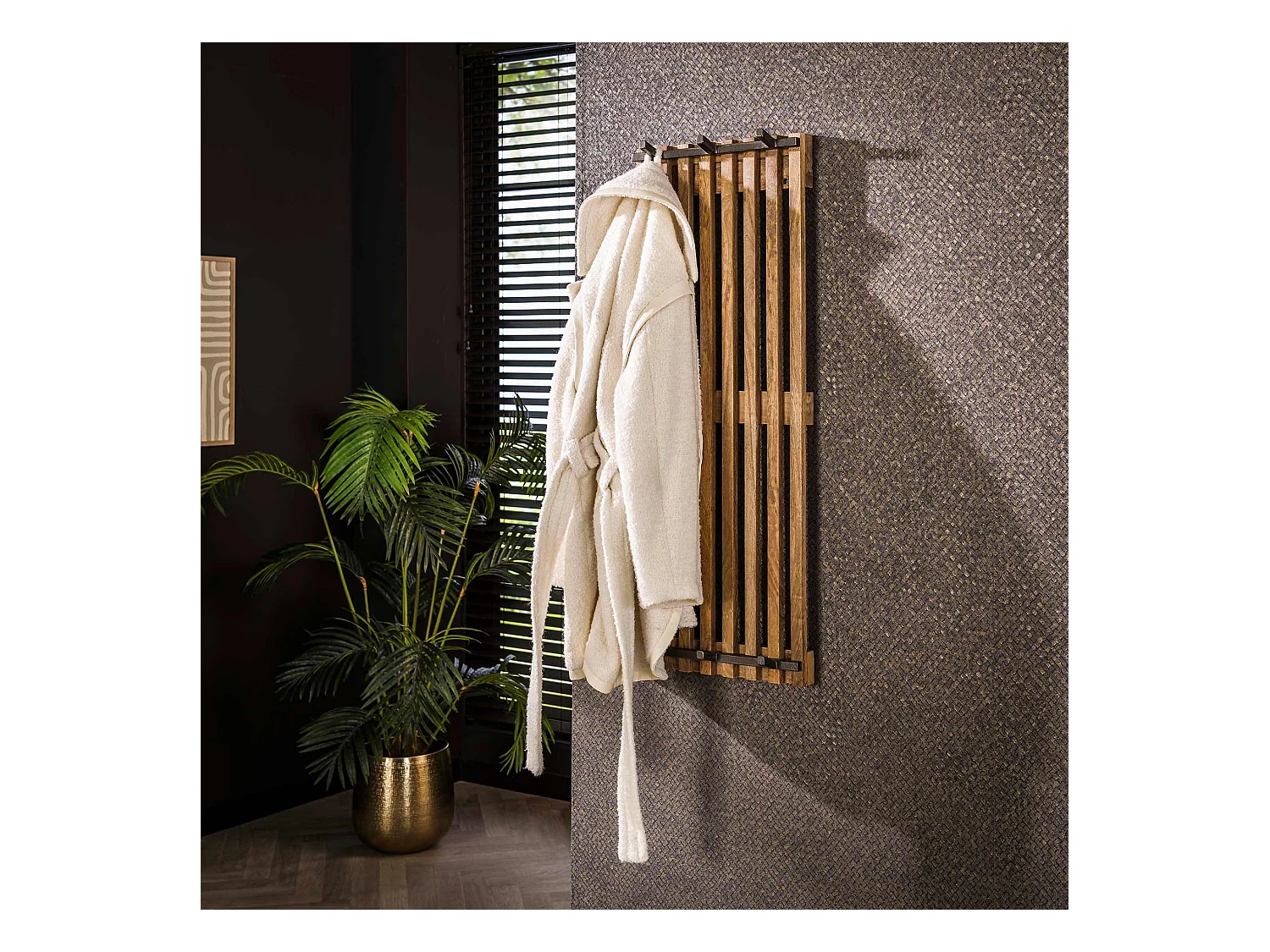 Garderobenständer Tweak 2x3 Haken Hoch - Solide Mango Sandfarbe