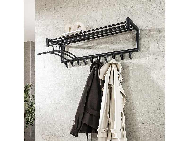 Porte-manteau 10 crochets tube rond - gris foncé mat