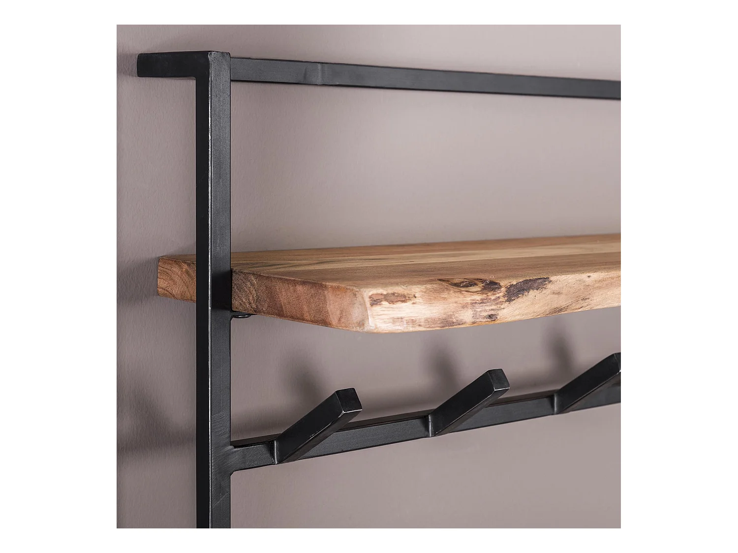 Garderobenständer Air Solid - 12 Haken - Hutablage - Akazienholz massiv - 100x30x80