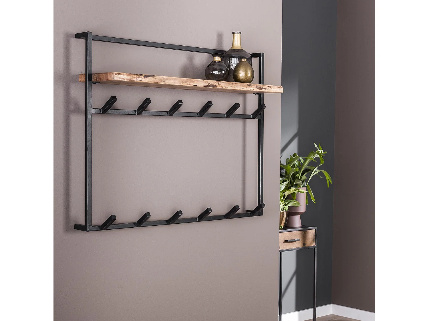 Porte-manteau Air Solid - 12 crochets - porte-chapeaux - bois d'acacia massif - 100x30x80