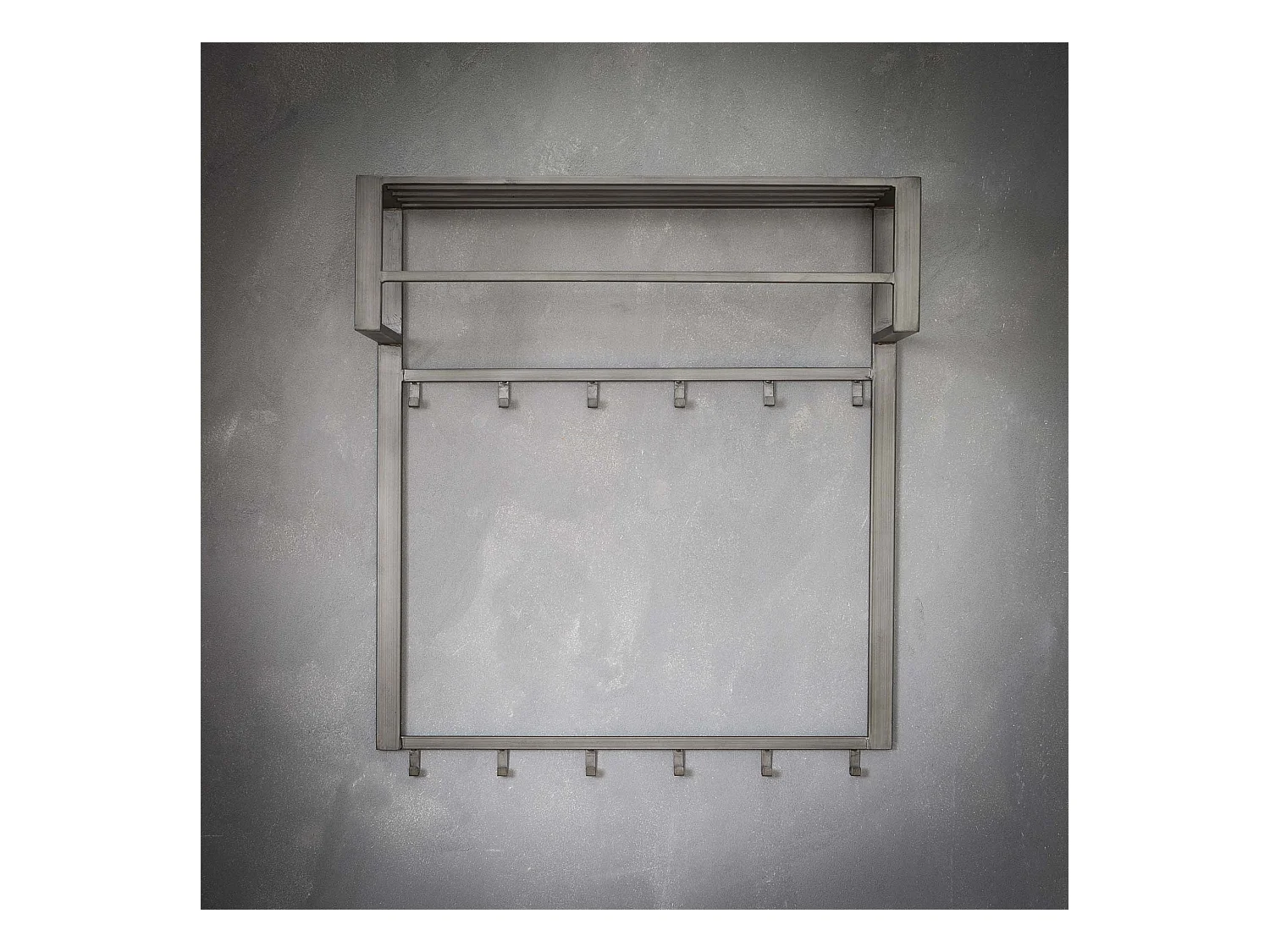 Industriegarderobe mit 12 Haken - Grau - Wandgarderobe - 80cm breit - Schnellmontage