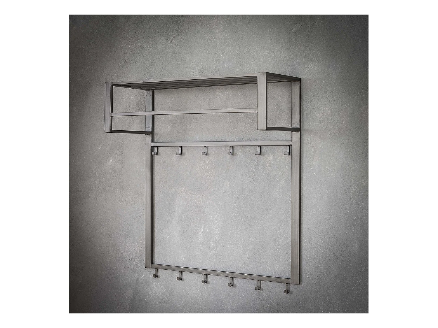 Industriegarderobe mit 12 Haken - Grau - Wandgarderobe - 80cm breit - Schnellmontage