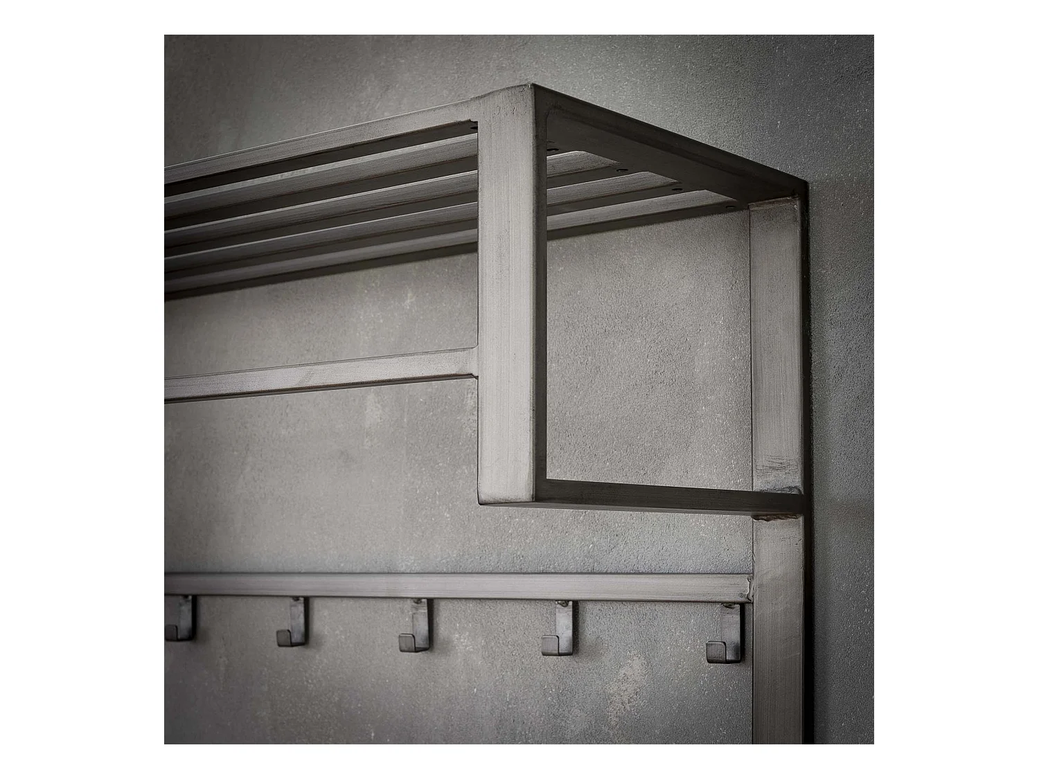 Industriegarderobe mit 12 Haken - Grau - Wandgarderobe - 80cm breit - Schnellmontage
