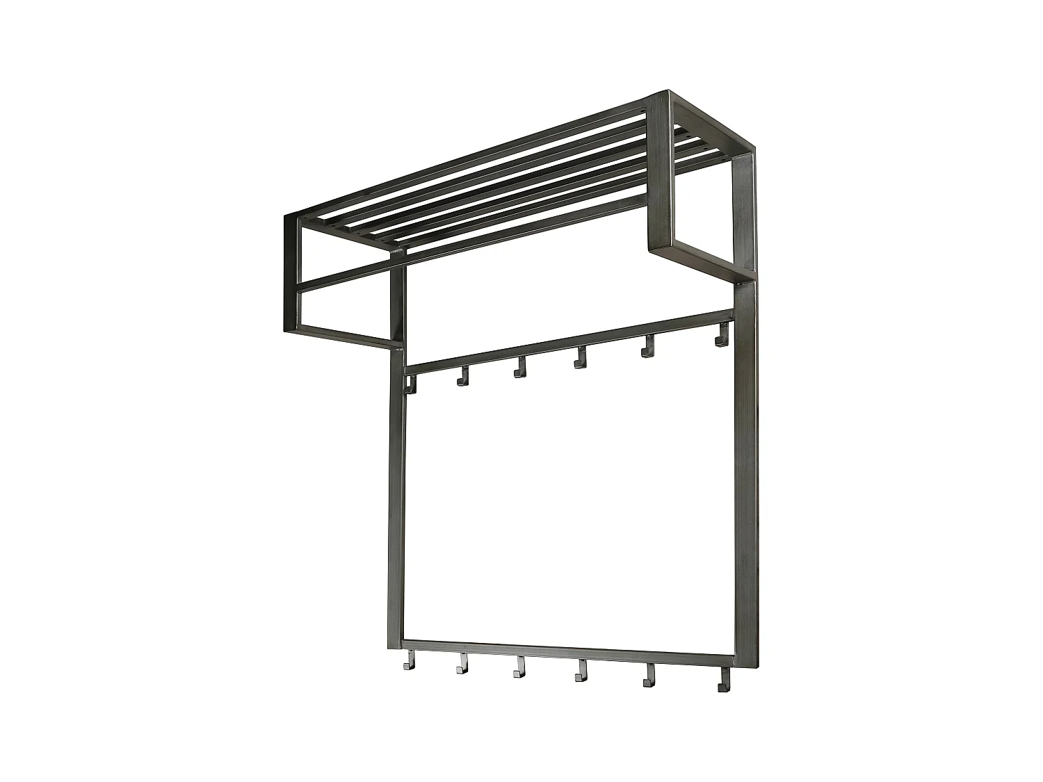 Industriegarderobe mit 12 Haken - Grau - Wandgarderobe - 80cm breit - Schnellmontage