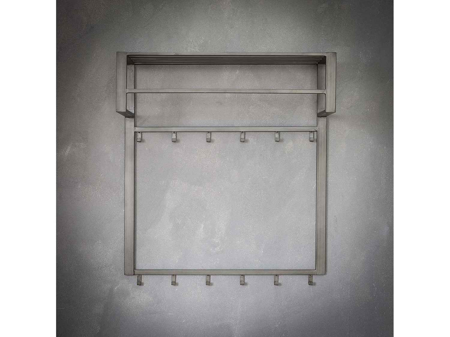 Porte-manteau industriel 12 crochets - Gris - Porte-manteau mural - Largeur 80 cm - Montage rapide