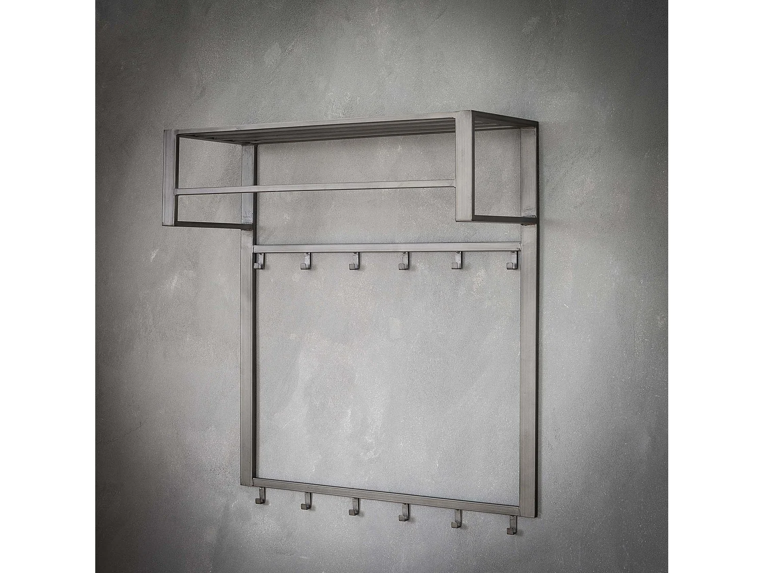 Porte-manteau industriel 12 crochets - Gris - Porte-manteau mural - Largeur 80 cm - Montage rapide