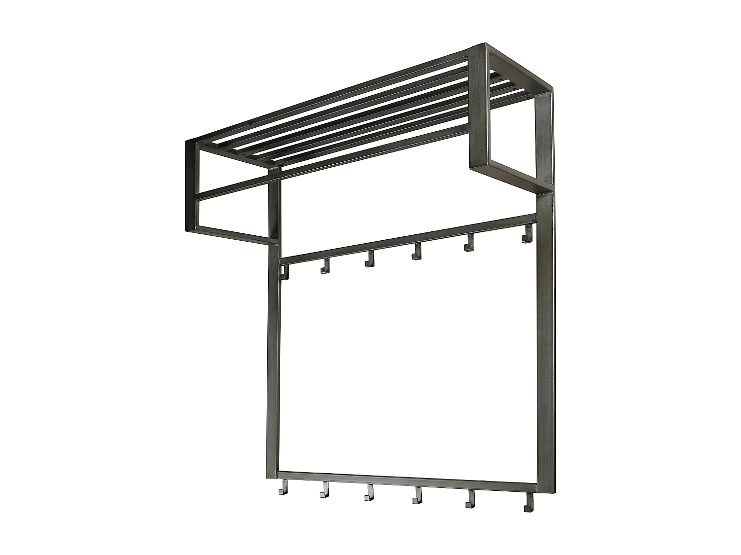 Porte-manteau industriel 12 crochets - Gris - Porte-manteau mural - Largeur 80 cm - Montage rapide