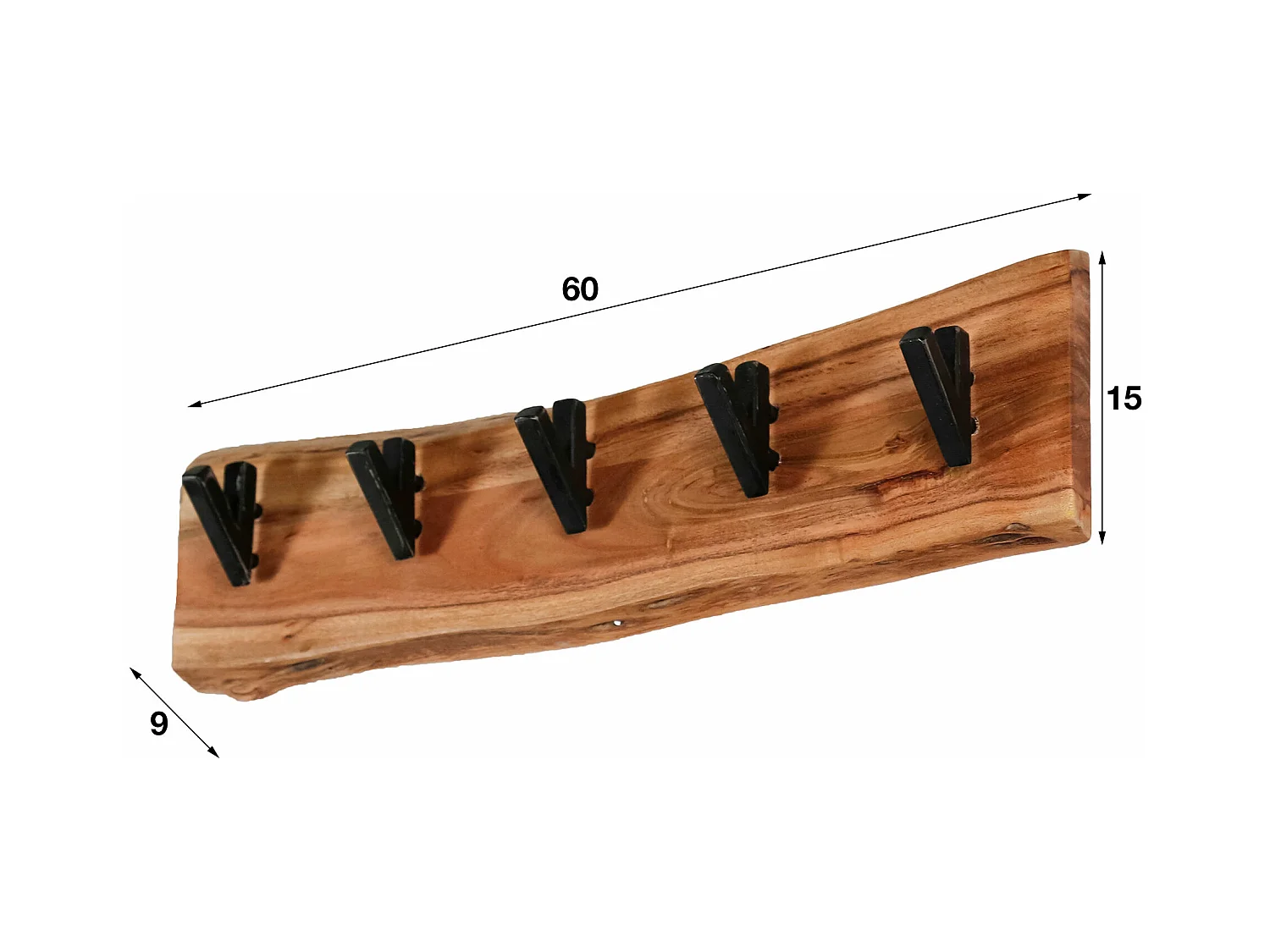 Kapstok Edge met 5 haken - Grijs - Wandkapstok